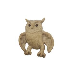 3D Resin Owl Magnet Ivory Textured with Sequin Eyes Rustic Woodland Home Decor